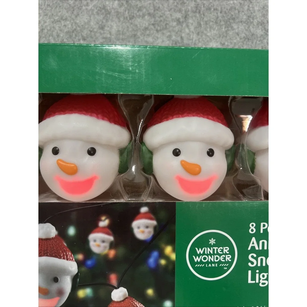 LED Animated‎ Snowman Light Set 8 Musical Singing Lights Timer Winter Wonder LN